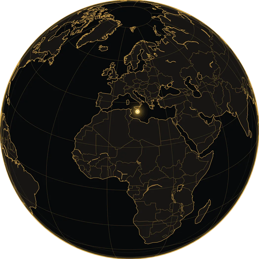 Malta highlighted on a regional globe