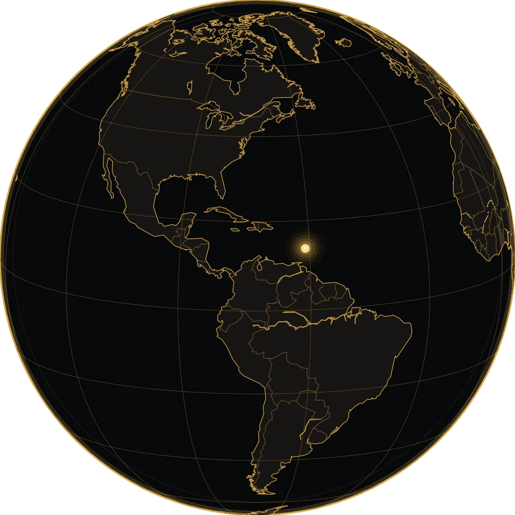 Saint Lucia highlighted on a regional globe