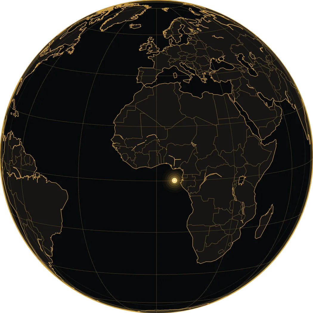 Sao Tome Principe highlighted on a regional globe