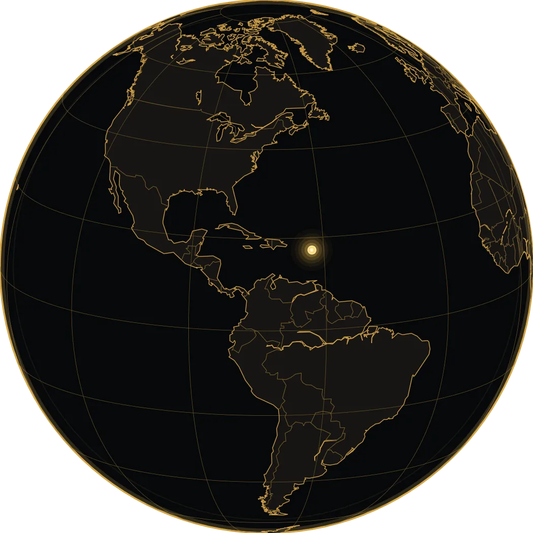 St Kitts Nevis highlighted on a regional globe